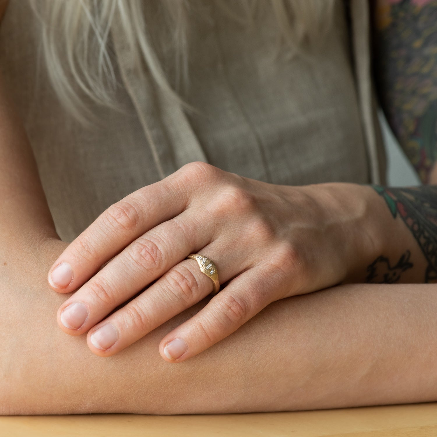 Baguette Diamond Signet Kimberlite in Yellow Gold - Malleable Jewellers