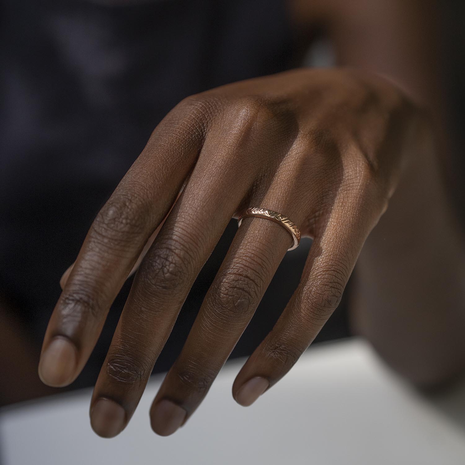 Cross - Hatched Ring in Rose Gold - Malleable Jewellers