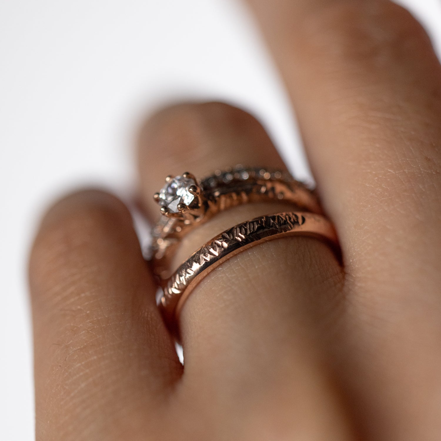 Cross - Hatched Ring in Rose Gold - Malleable Jewellers