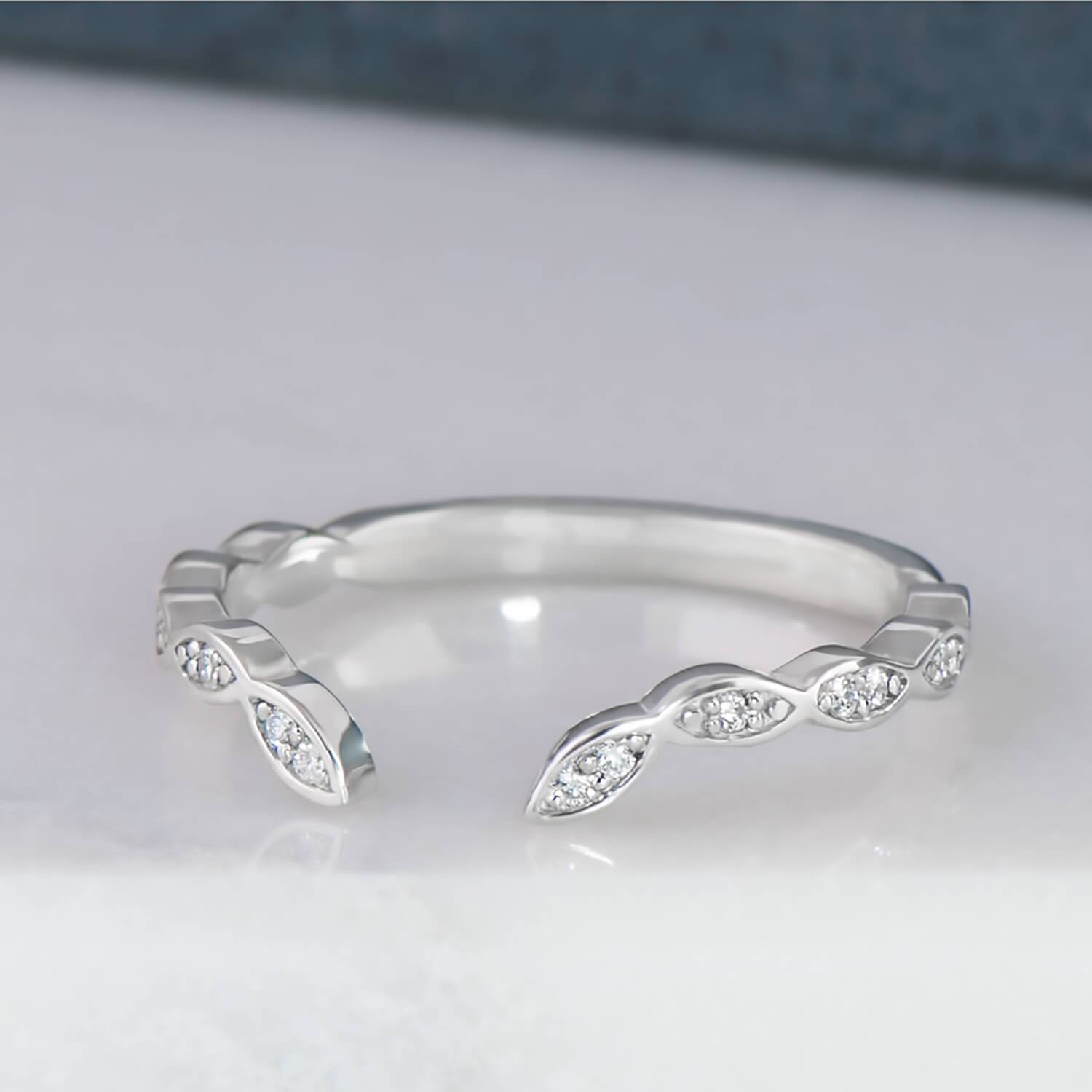Diamond Chevron Ring in White Gold - Malleable Jewellers