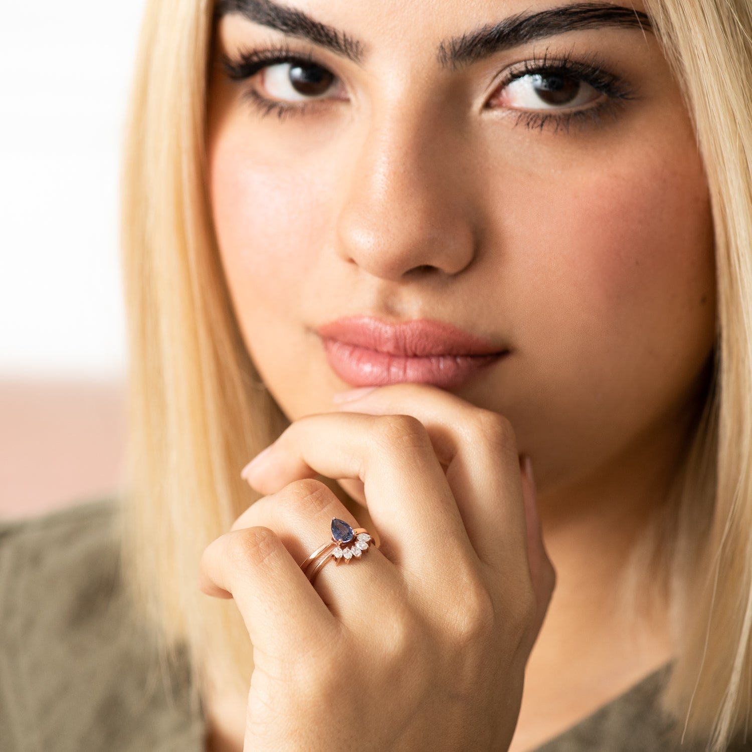 Half Moon Diamond Ring in Rose Gold - Malleable Jewellers