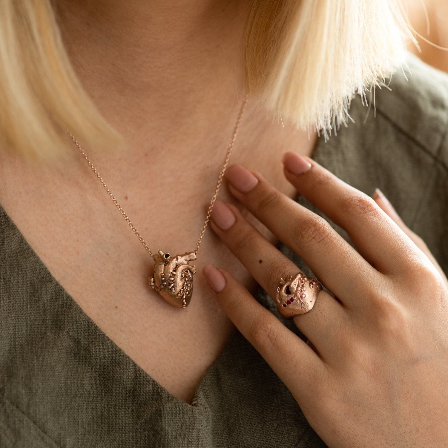 Heart Kimberlite Ring in Rose Gold - Malleable Jewellers