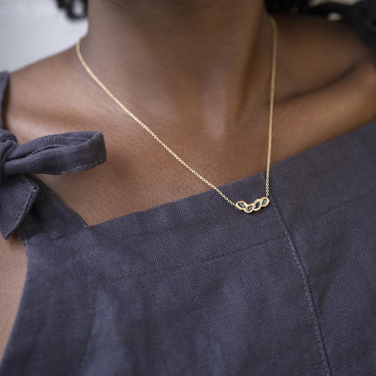Kimberlite Blue Sapphire Necklace in Yellow Gold - Malleable Jewellers