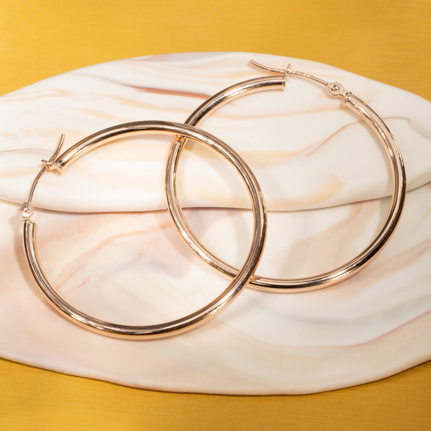Large Lever Back Hoops in Rose Gold - Malleable Jewellers