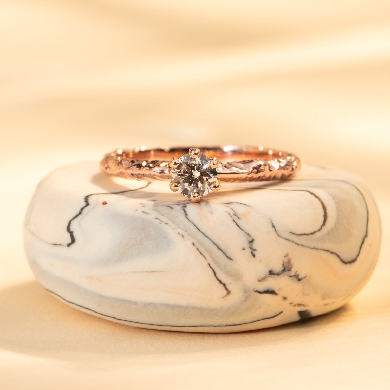 Molten Solitaire in Rose Gold - Malleable Jewellers