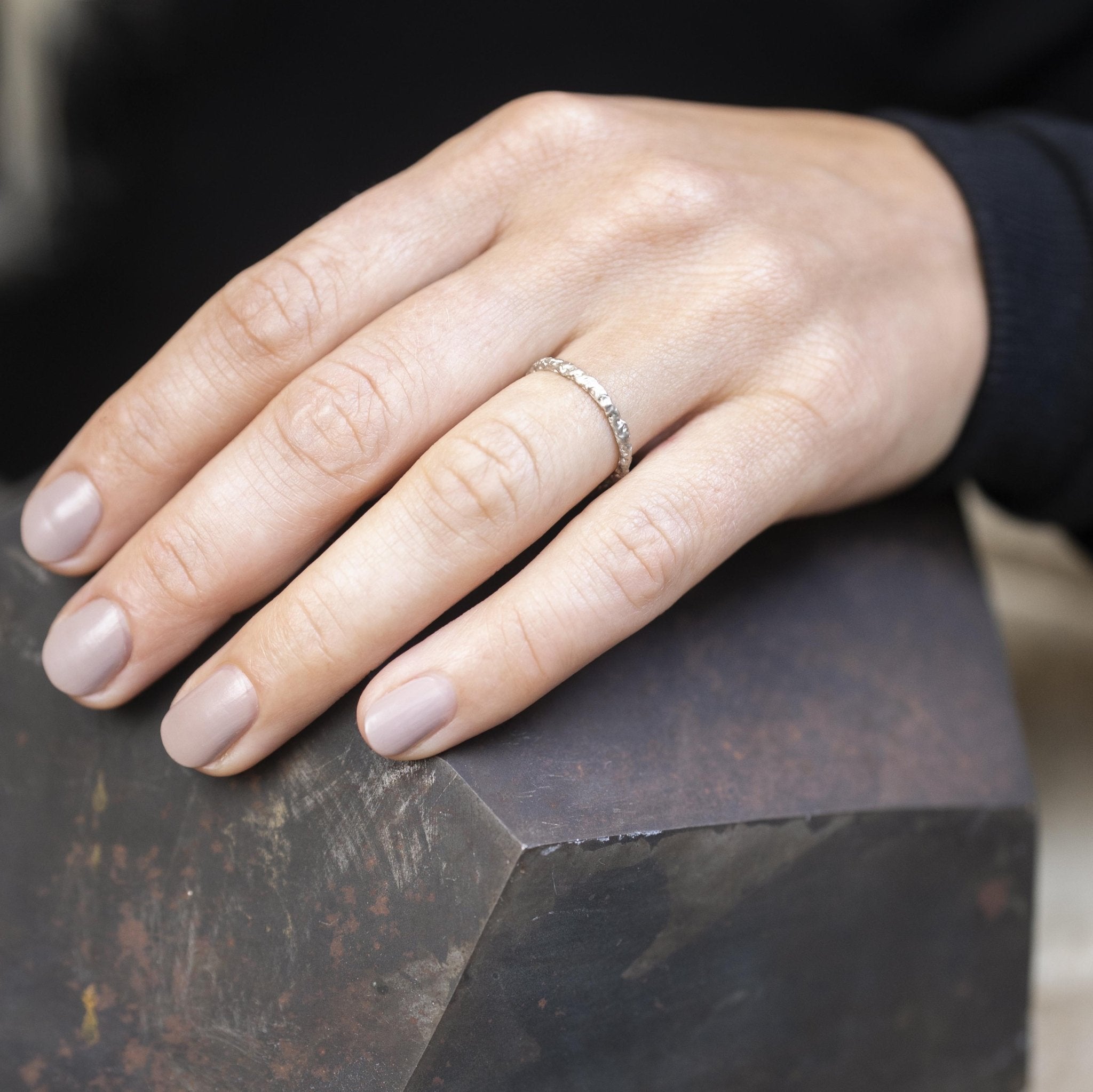 Molten Stacker in Recycled White Gold - Malleable Jewellers