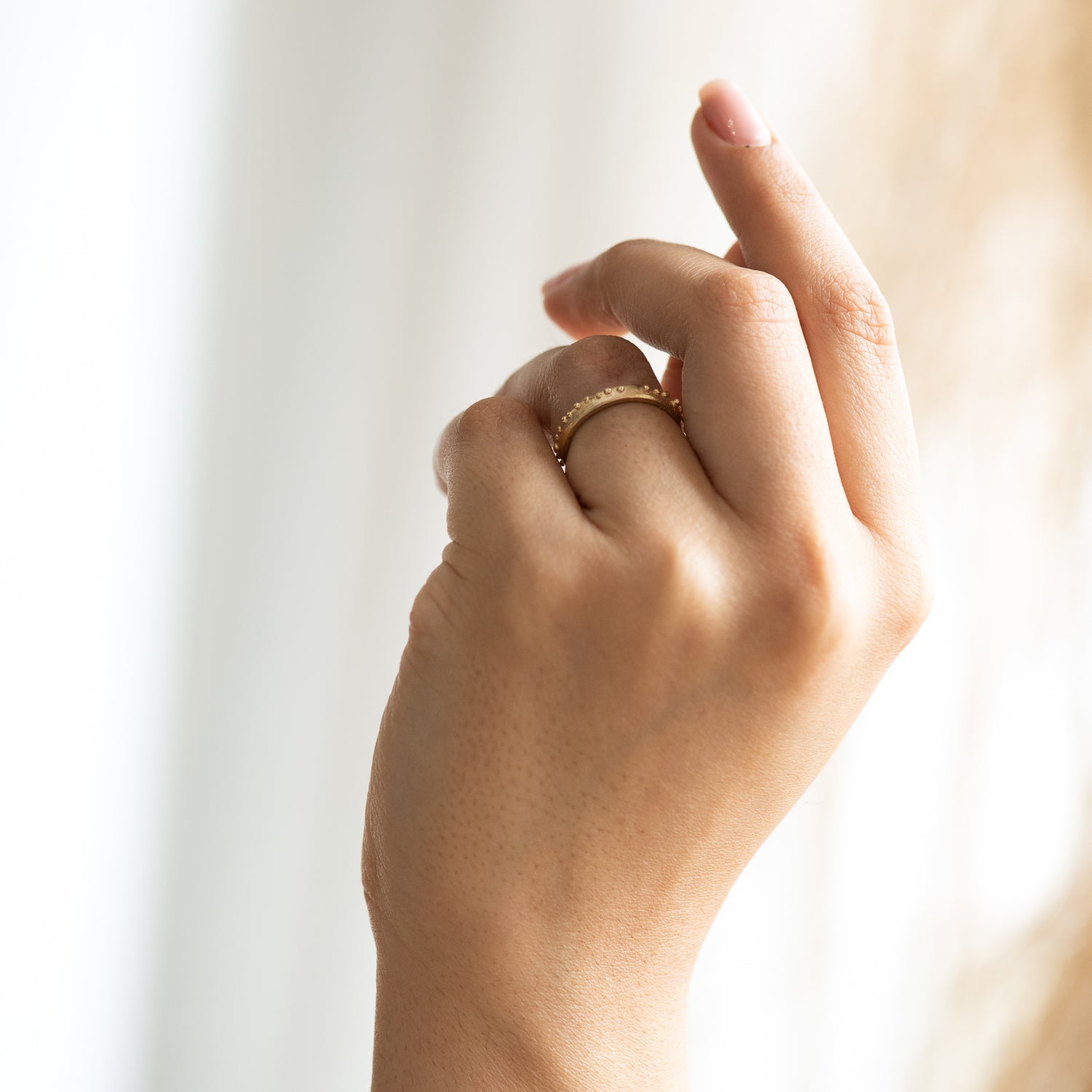Organic Millgrain Band in Yellow Gold - Malleable Jewellers