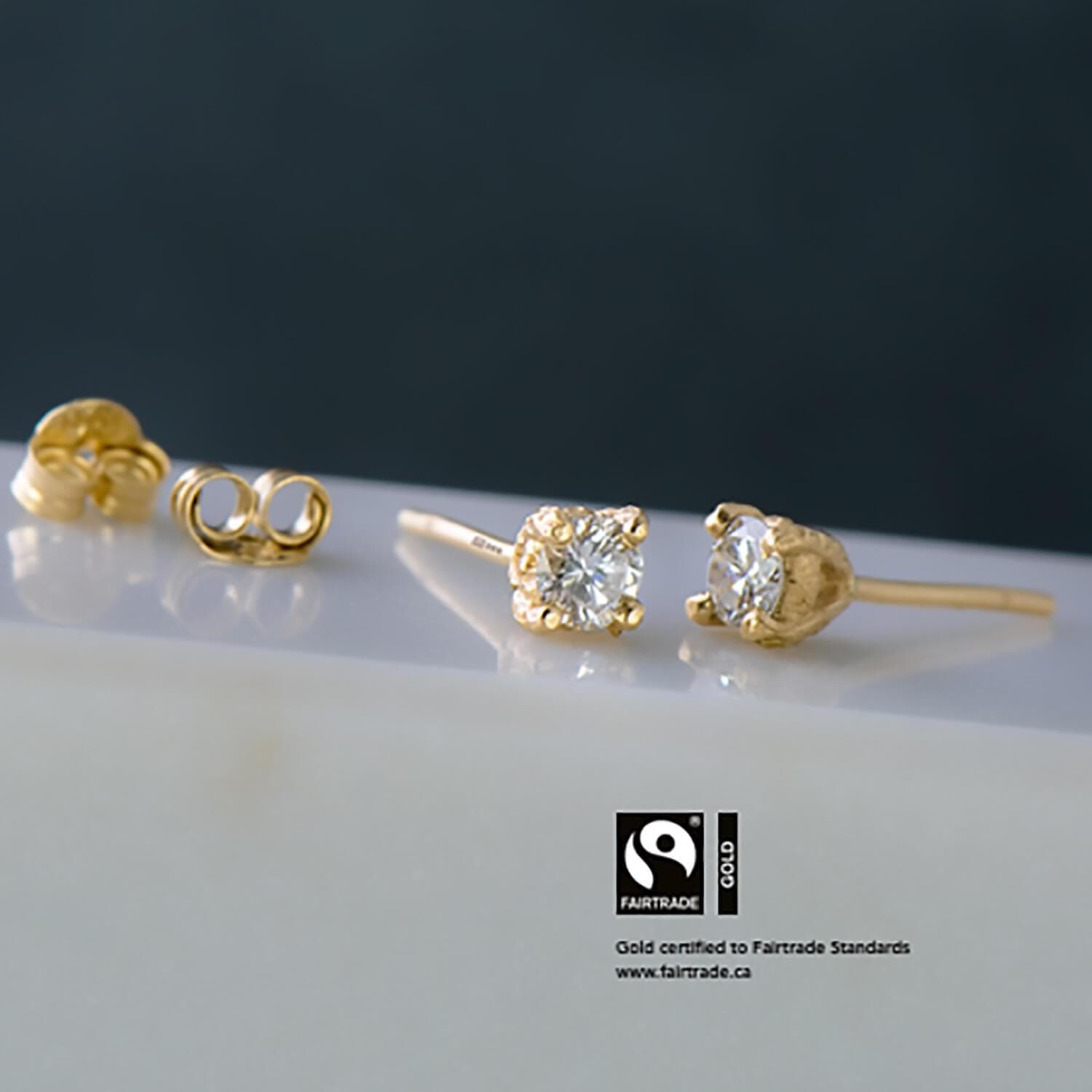 Recycled Diamond Baroque Studs with Fairtrade Certified Gold - Malleable Jewellers