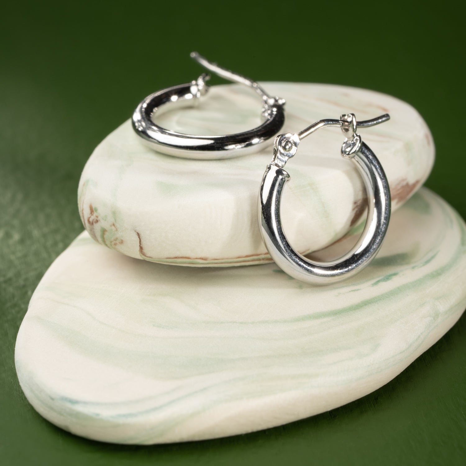Small Lever Back Hoops in White Gold - Malleable Jewellers