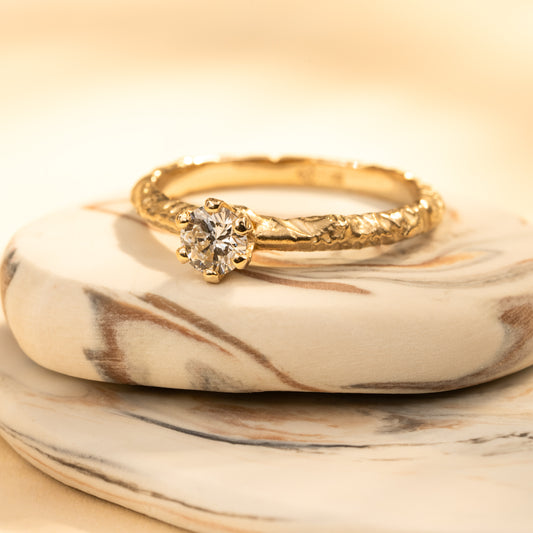Molten Solitaire in Yellow Gold