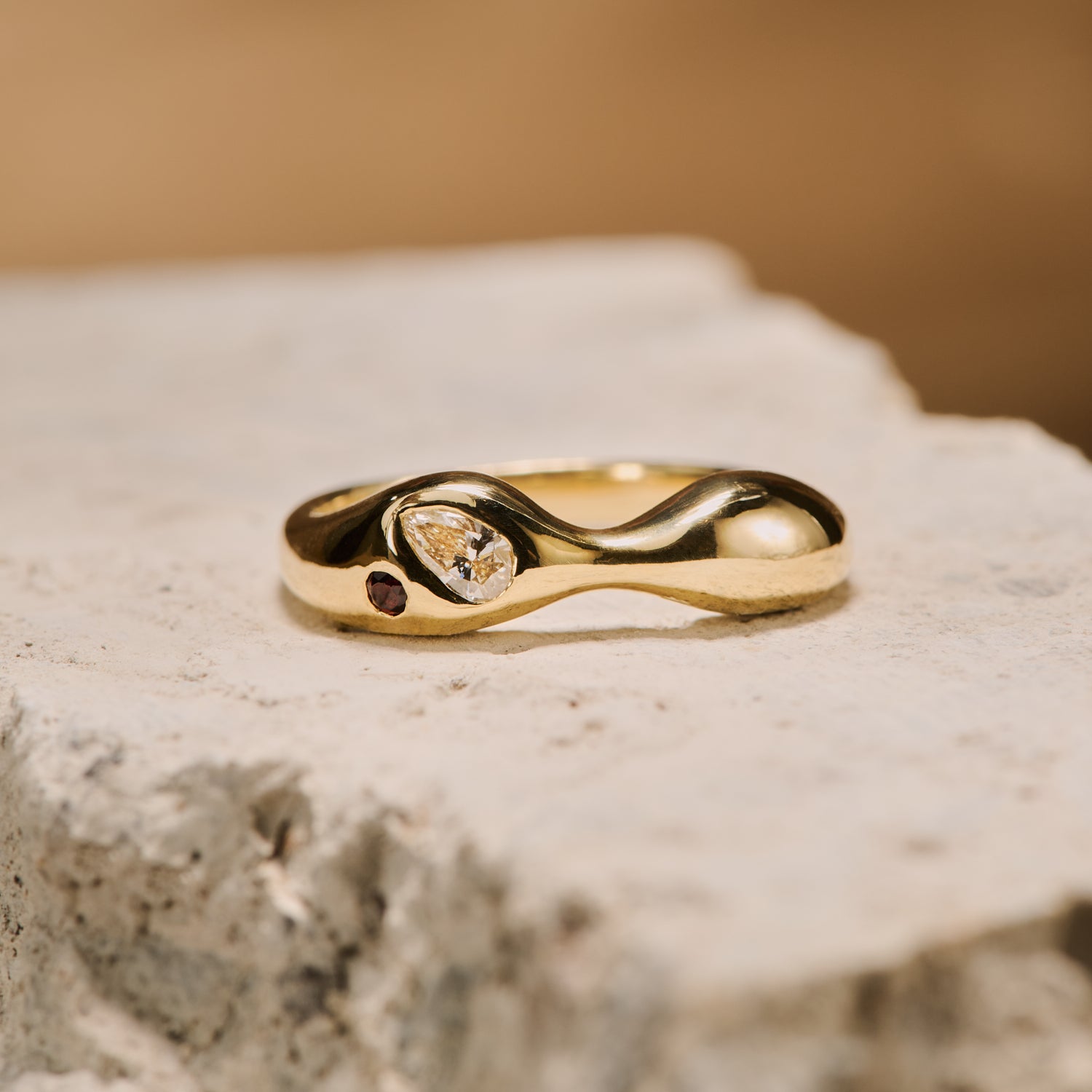 Crimson Diamond Cloud Ring