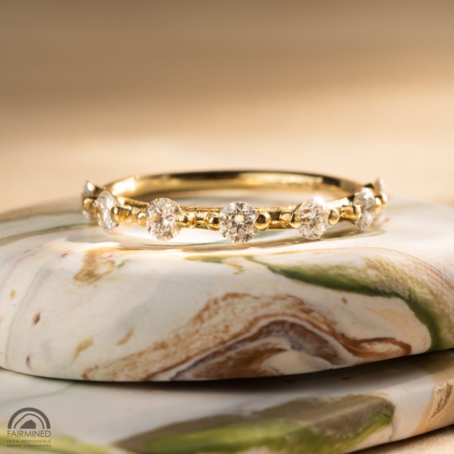 Starlight Band Natural Recycled Diamond Eternity Ring in Fairmined Yellow Gold