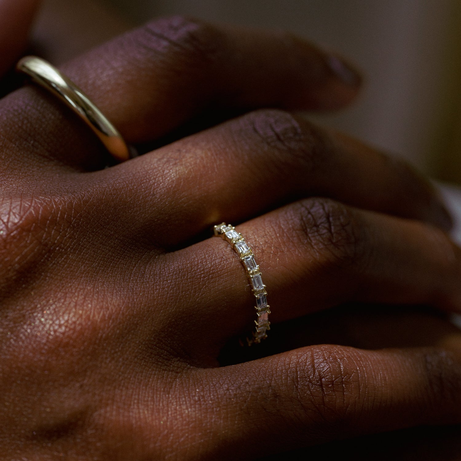 Linear Diamond Band in Fairmined Yellow Gold with Colourless Baguette Cut Lab Grown Diamond Eternity Ring