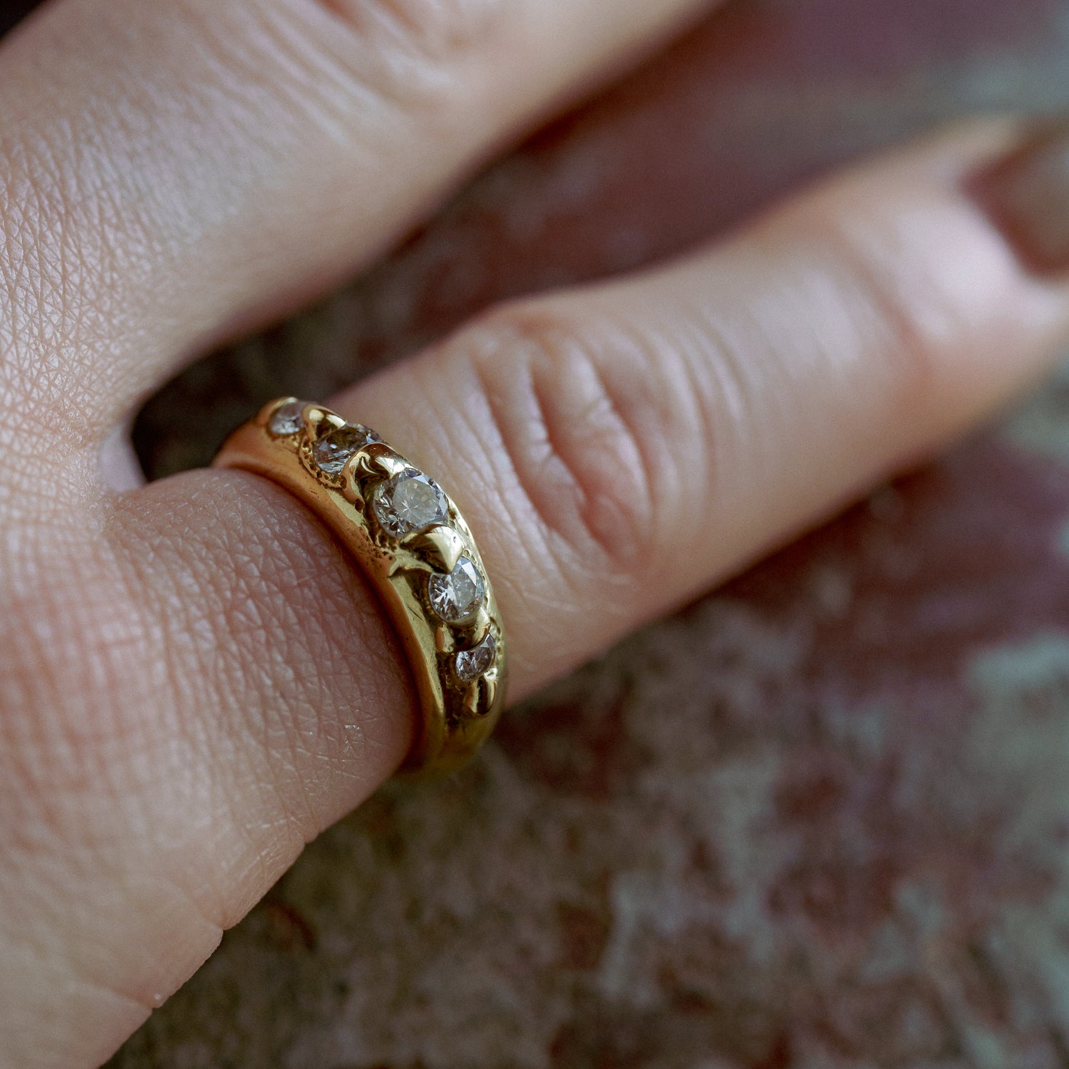 Cosmic Kimberlite Ring in Fairmined Yellow Gold with Natural Recycled Colourless Diamonds