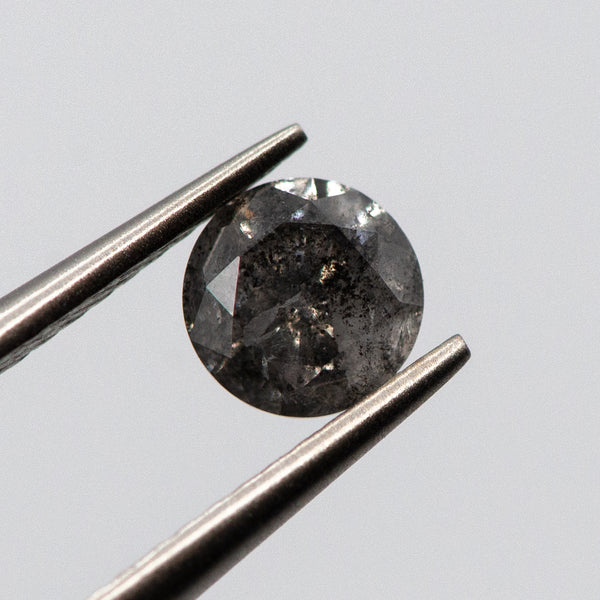 0.56ct Dark Grey Round Shaped Loose Salt & Pepper Diamond Malleable Jewellers