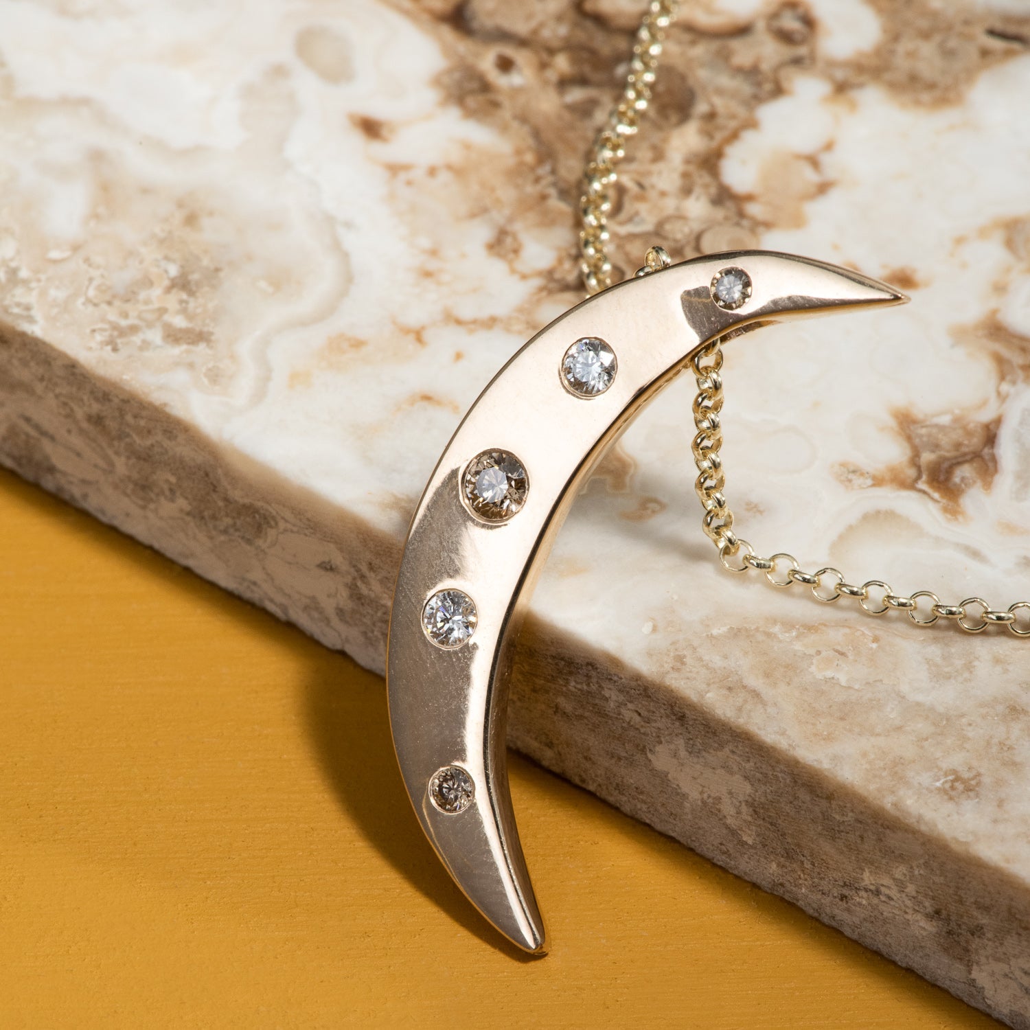 Crescent Moon Pendant in Yellow Gold - Malleable Jewellers