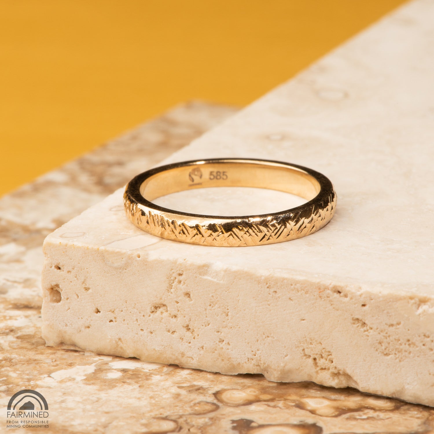 Cross Hatched Ring with Fairtrade Certified Gold