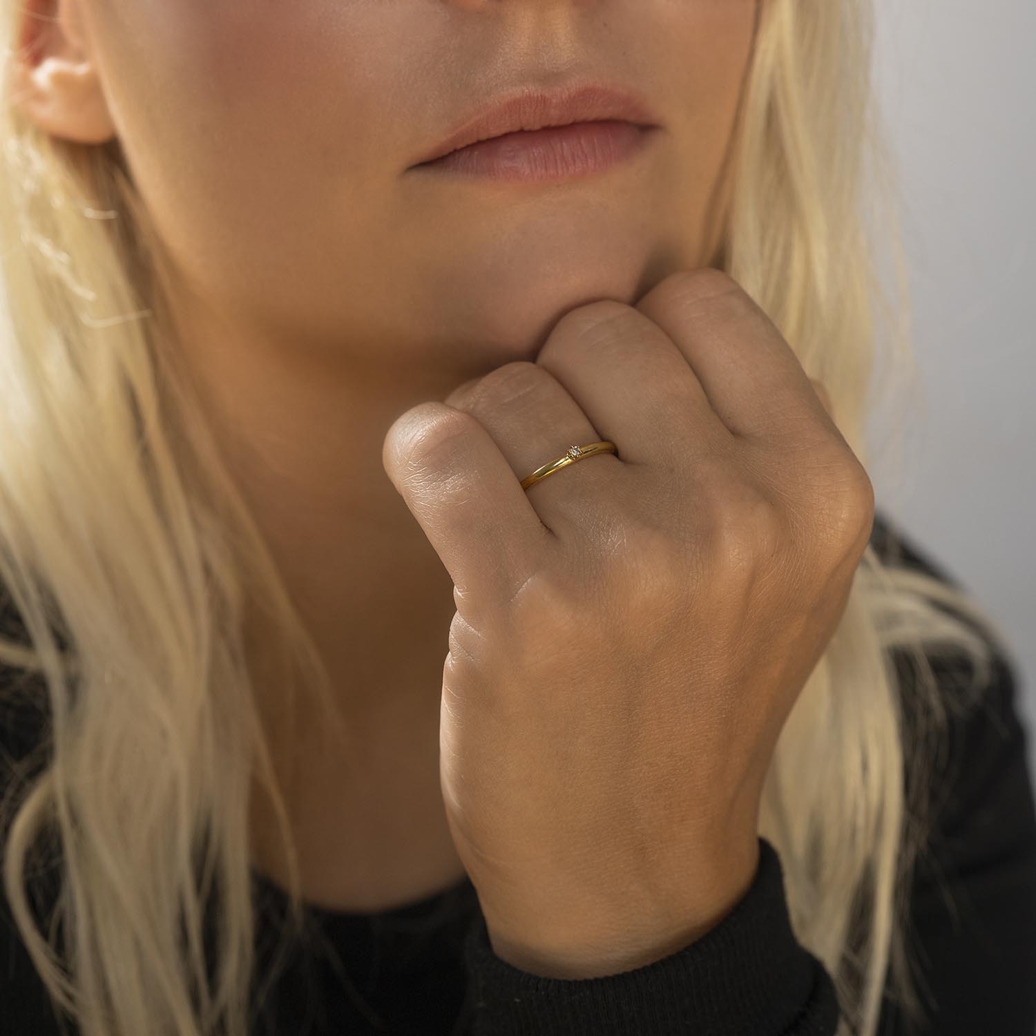 Dainty Diamond Ring in Yellow Gold - Malleable Jewellers