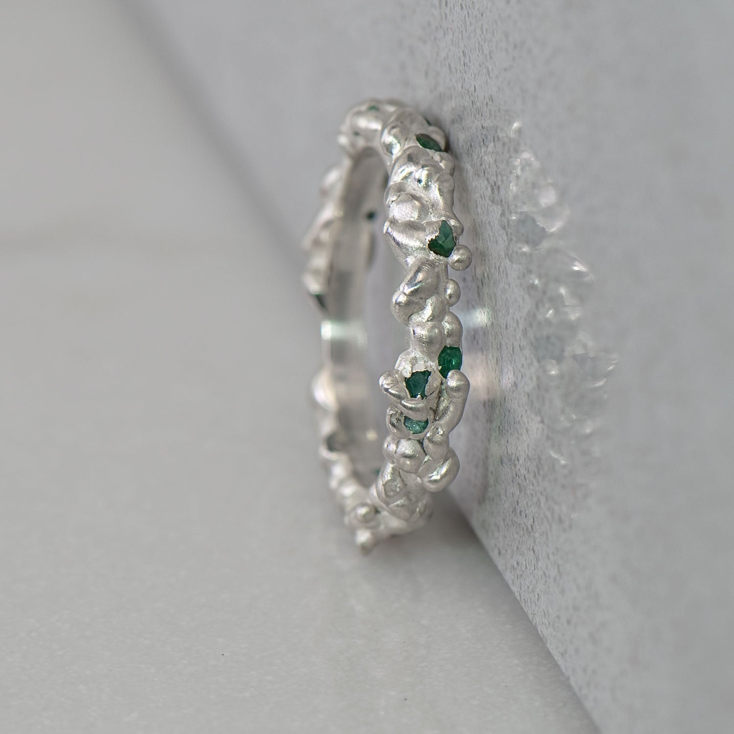 Emerald Globular Kimberlite Ring in Sterling Silver - Malleable Jewellers