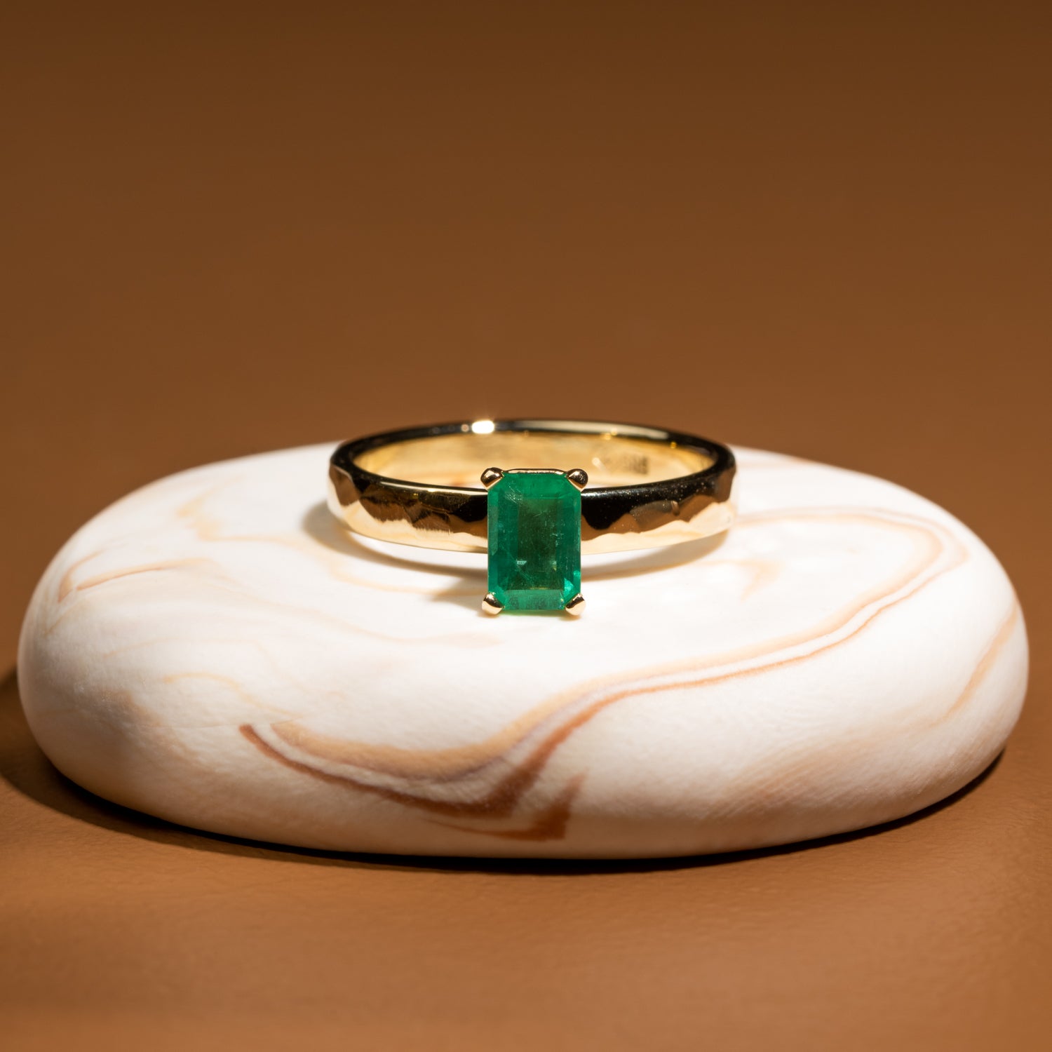 Emerald Solitaire in Yellow Gold