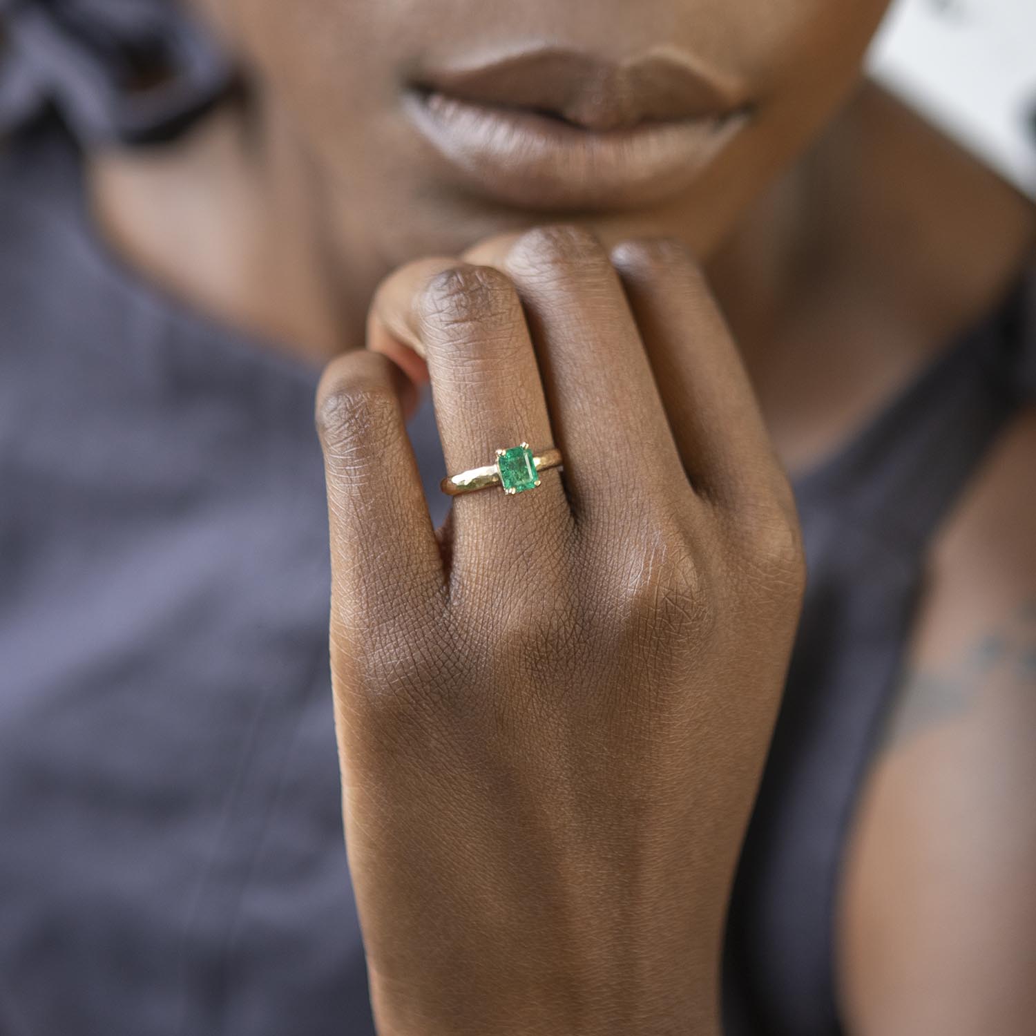 Emerald Solitaire in Yellow Gold - Malleable Jewellers