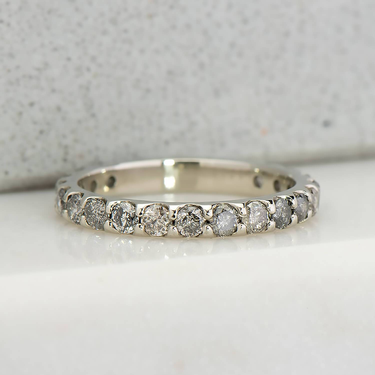 Salt & Pepper Three Quarter Eternity Band in White Gold