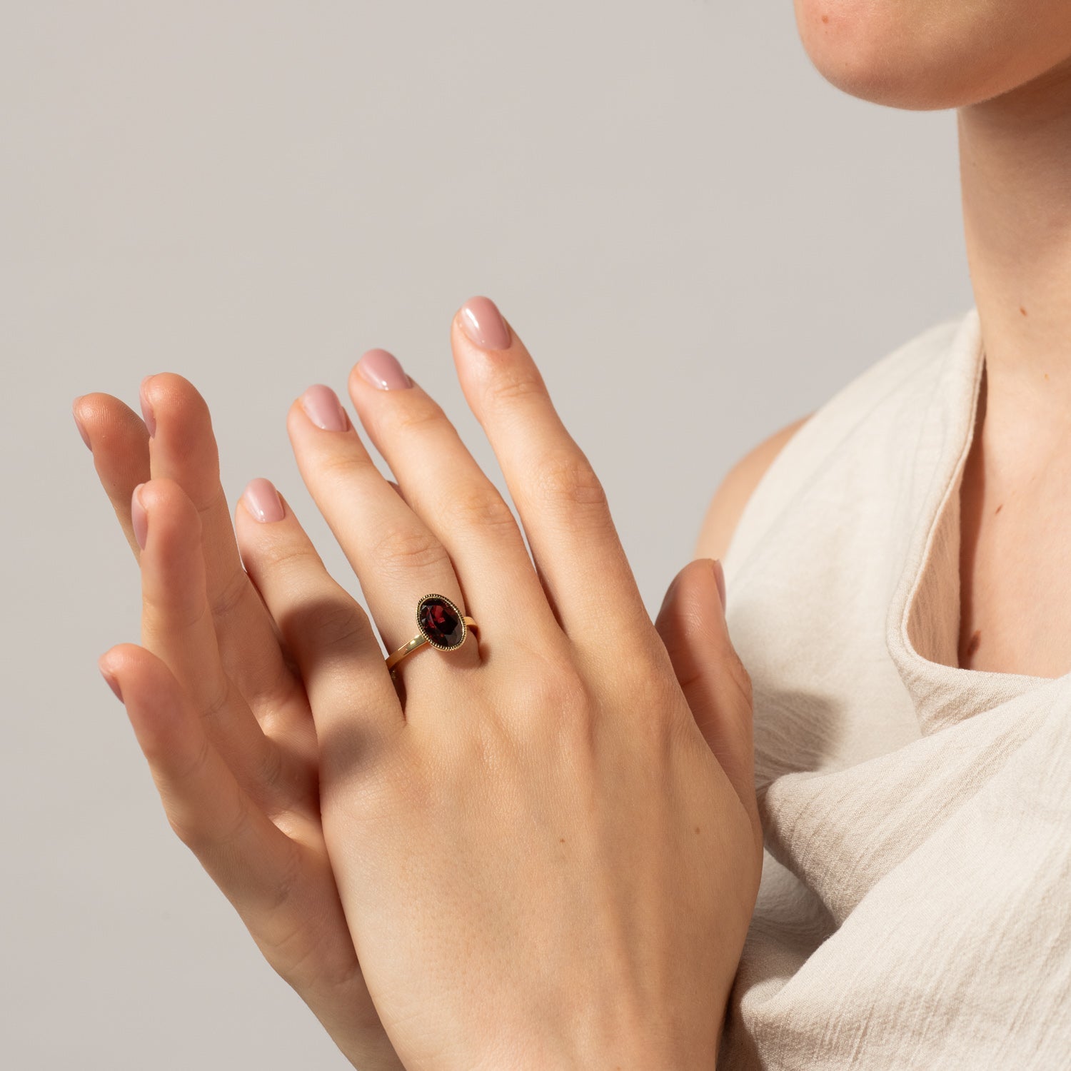 Garnet Milgrain Solitaire - Malleable