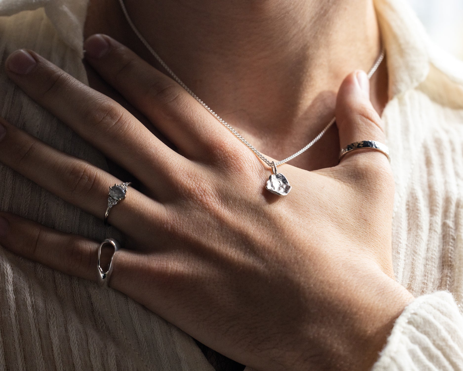 Hammer Finished Band Ring in Rose Gold - Malleable Jewellers