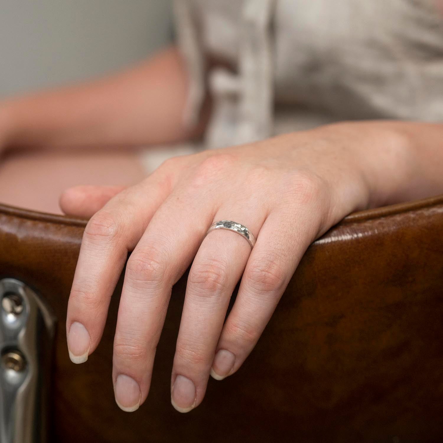 Hammer Finished Band Ring in Sterling Silver - Malleable Jewellers