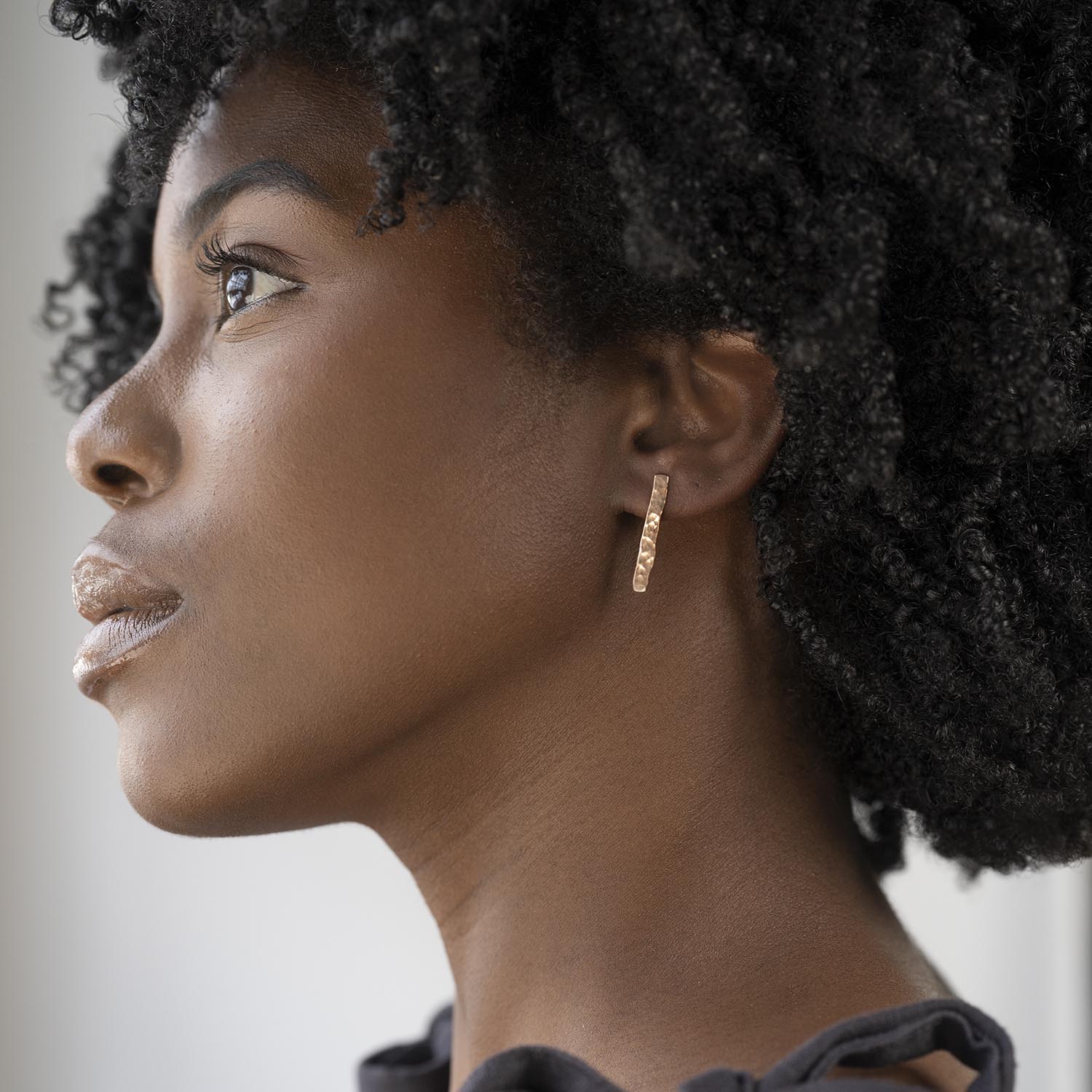 Hammer Finished Drop Earrings in Rose Gold - Malleable Jewellers