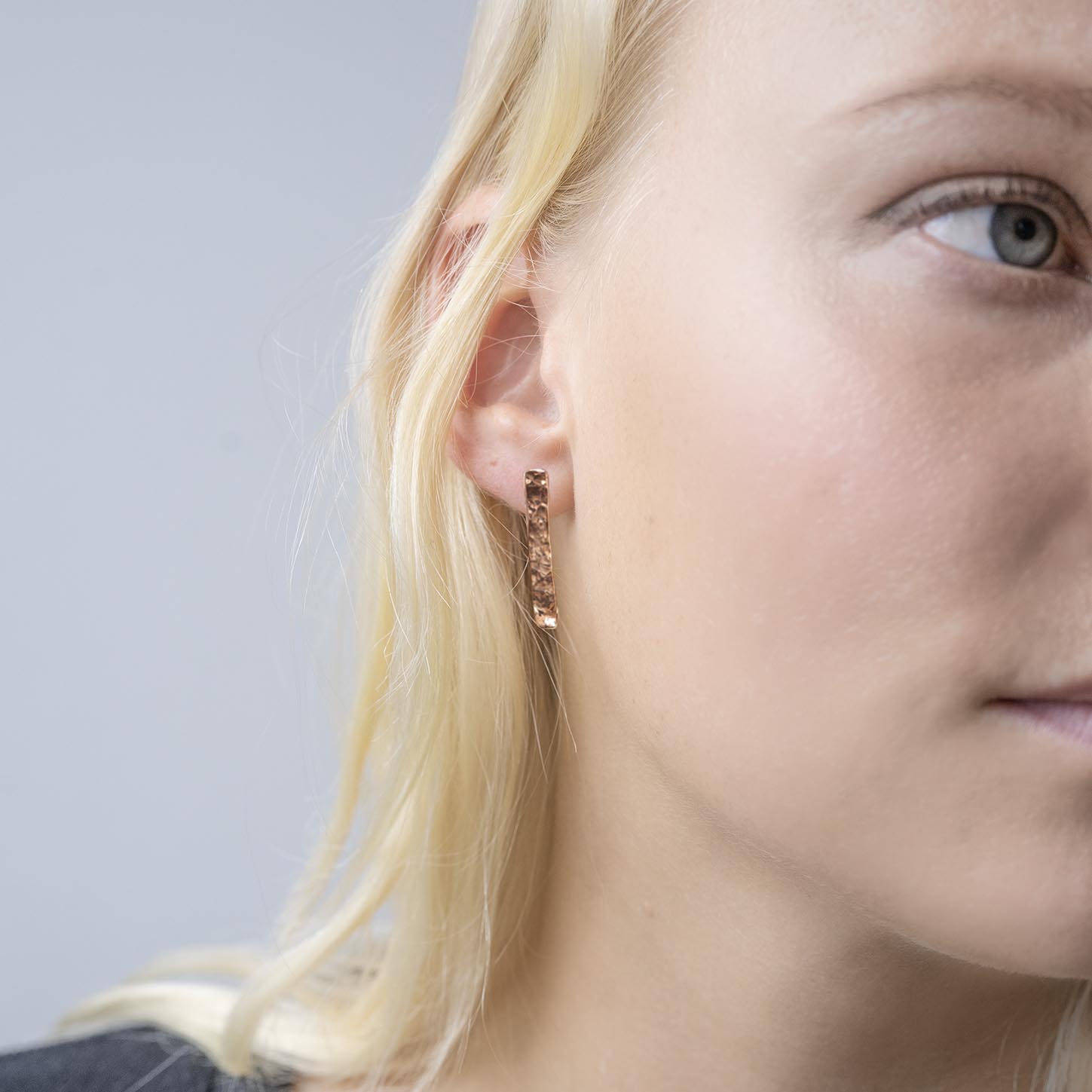 Hammer Finished Drop Earrings in Rose Gold - Malleable Jewellers