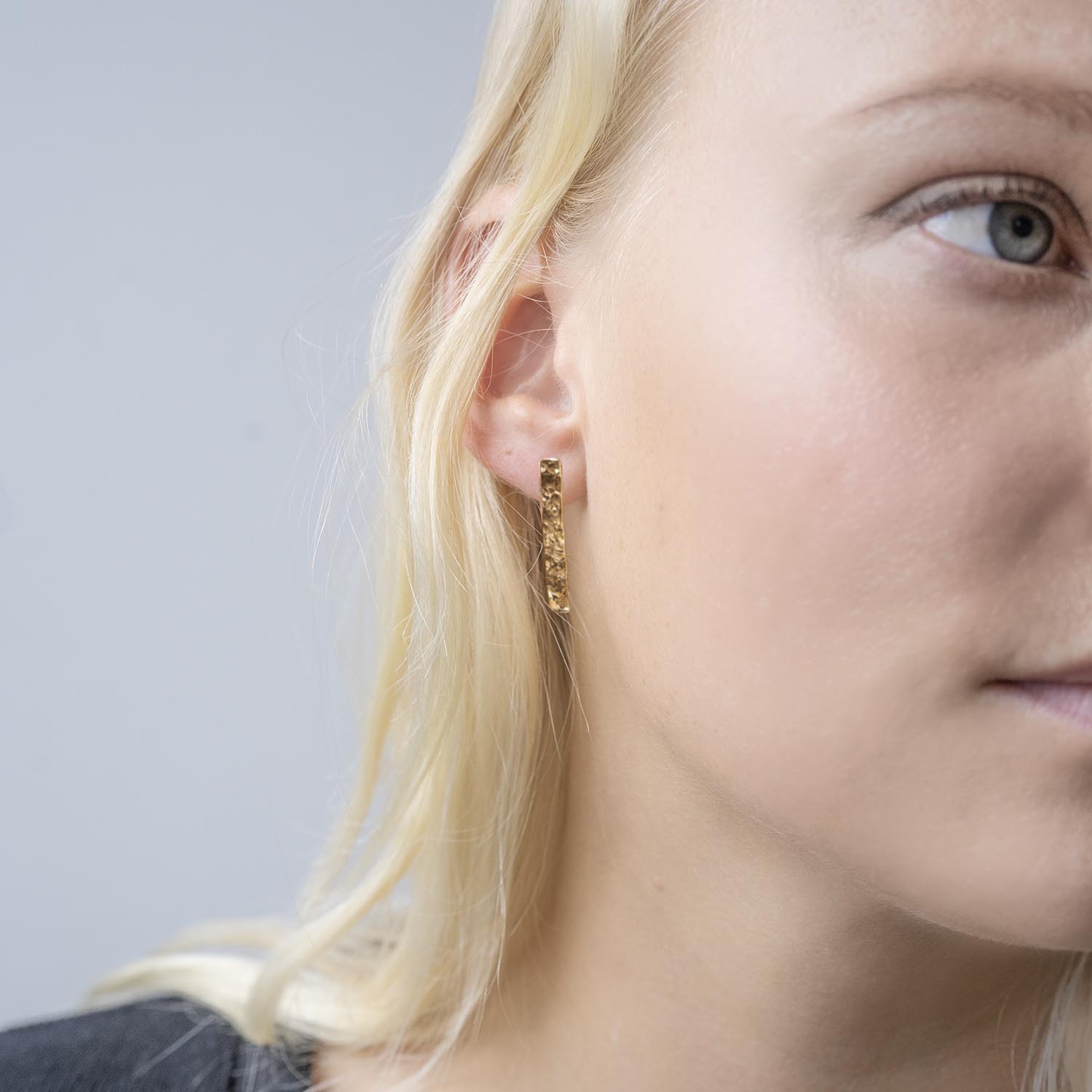 Hammer Finished Drop Earrings in Yellow Gold - Malleable Jewellers