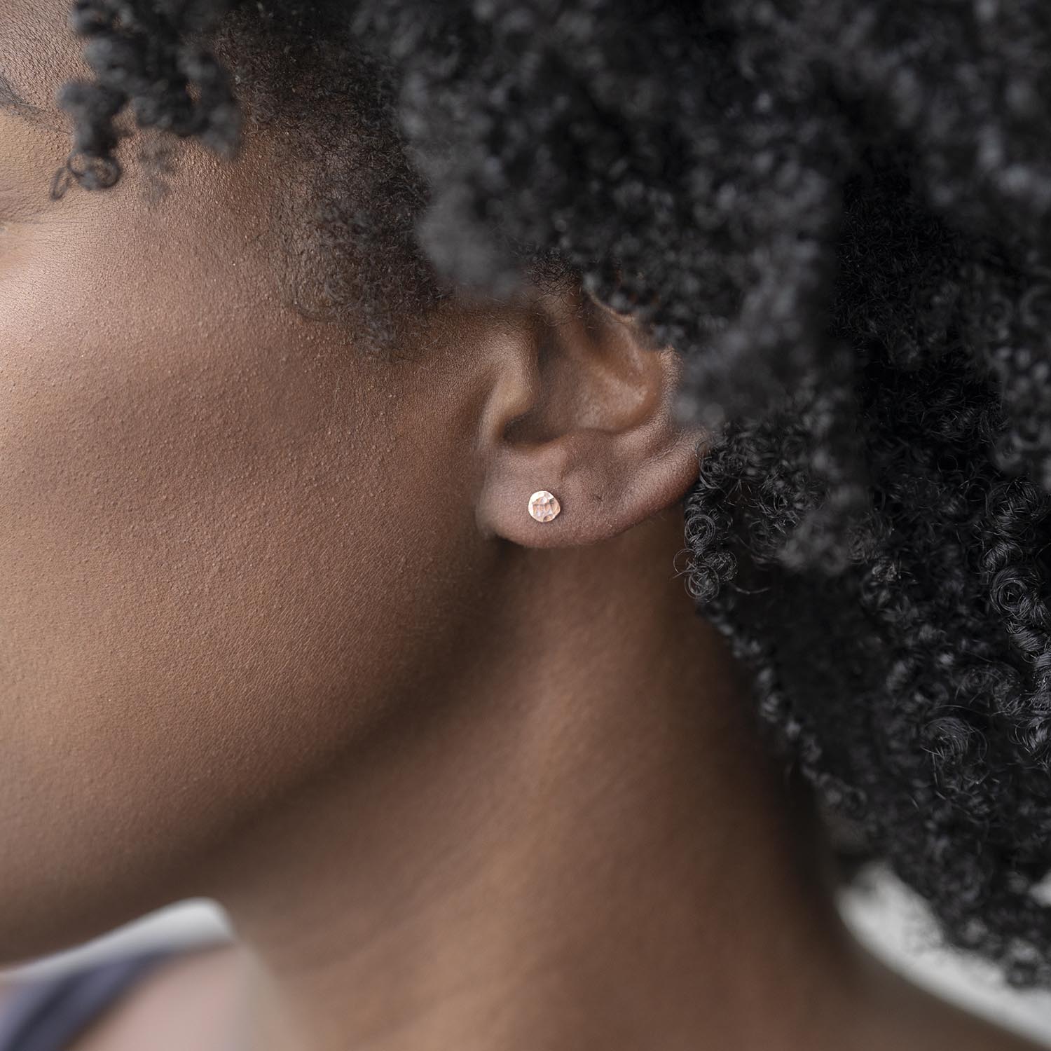 Hammer Finished Studs in Rose Gold - Malleable Jewellers