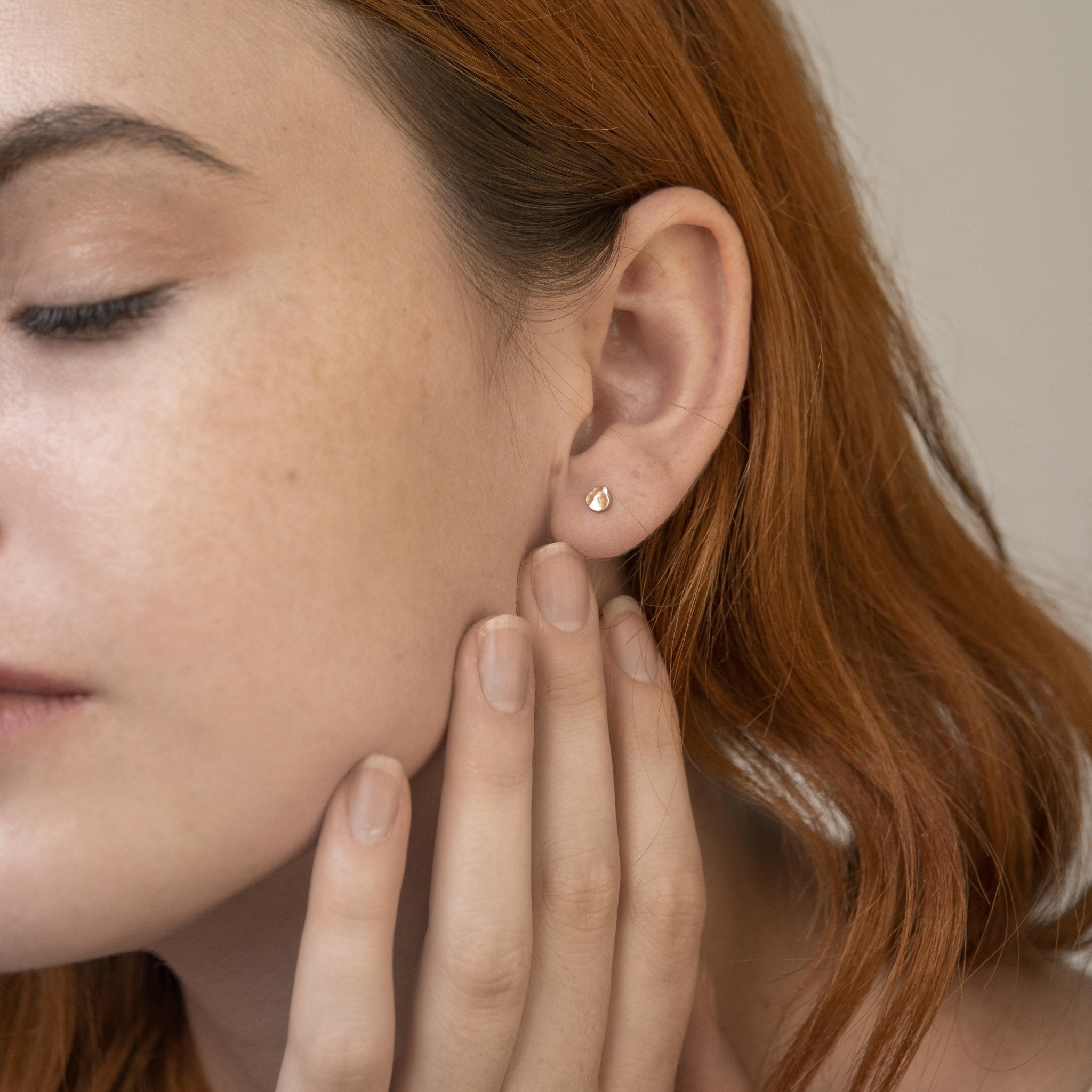 Hammer Finished Studs in Rose Gold - Malleable Jewellers