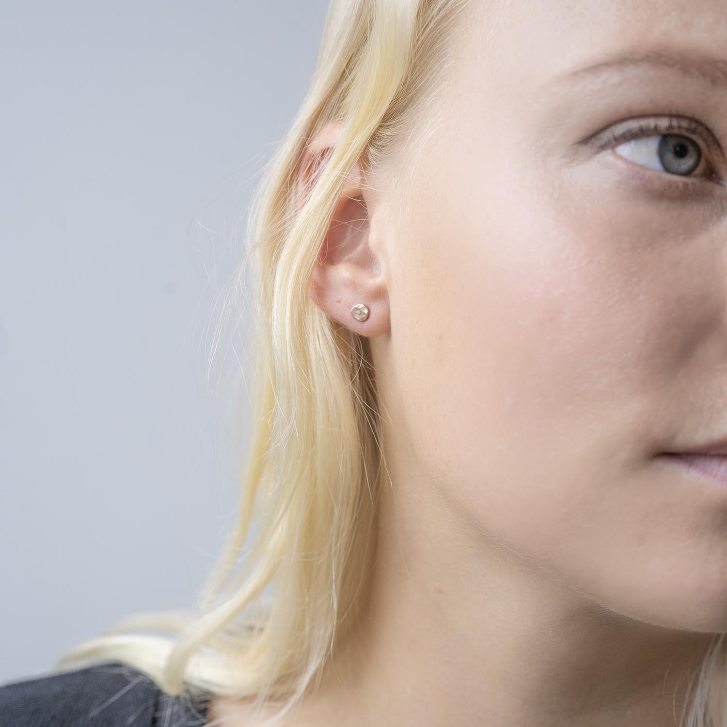 Hammer Finished Studs in Rose Gold - Malleable Jewellers