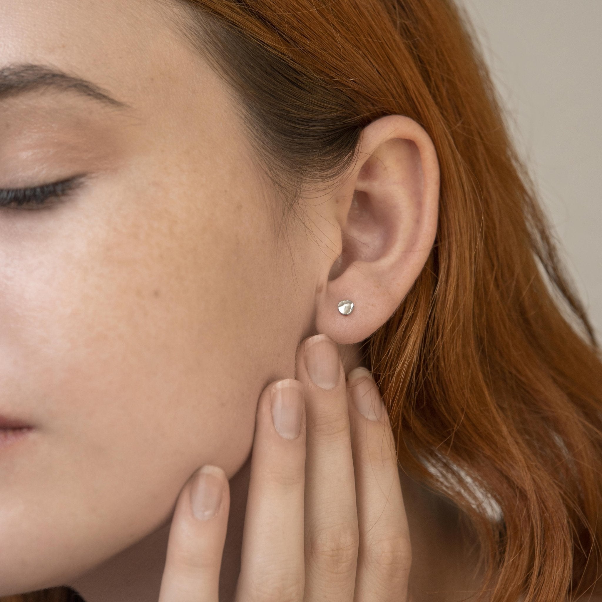 Hammer Finished Studs in Sterling Silver - Malleable Jewellers