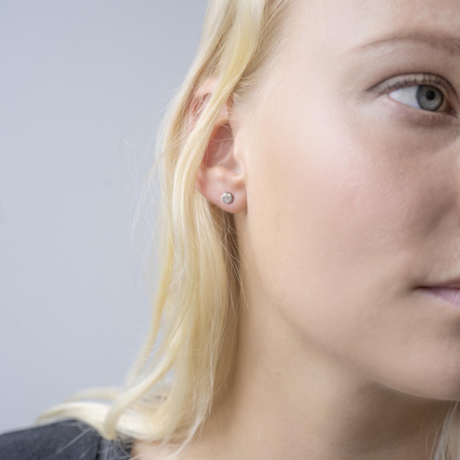 Hammer Finished Studs in Sterling Silver - Malleable Jewellers