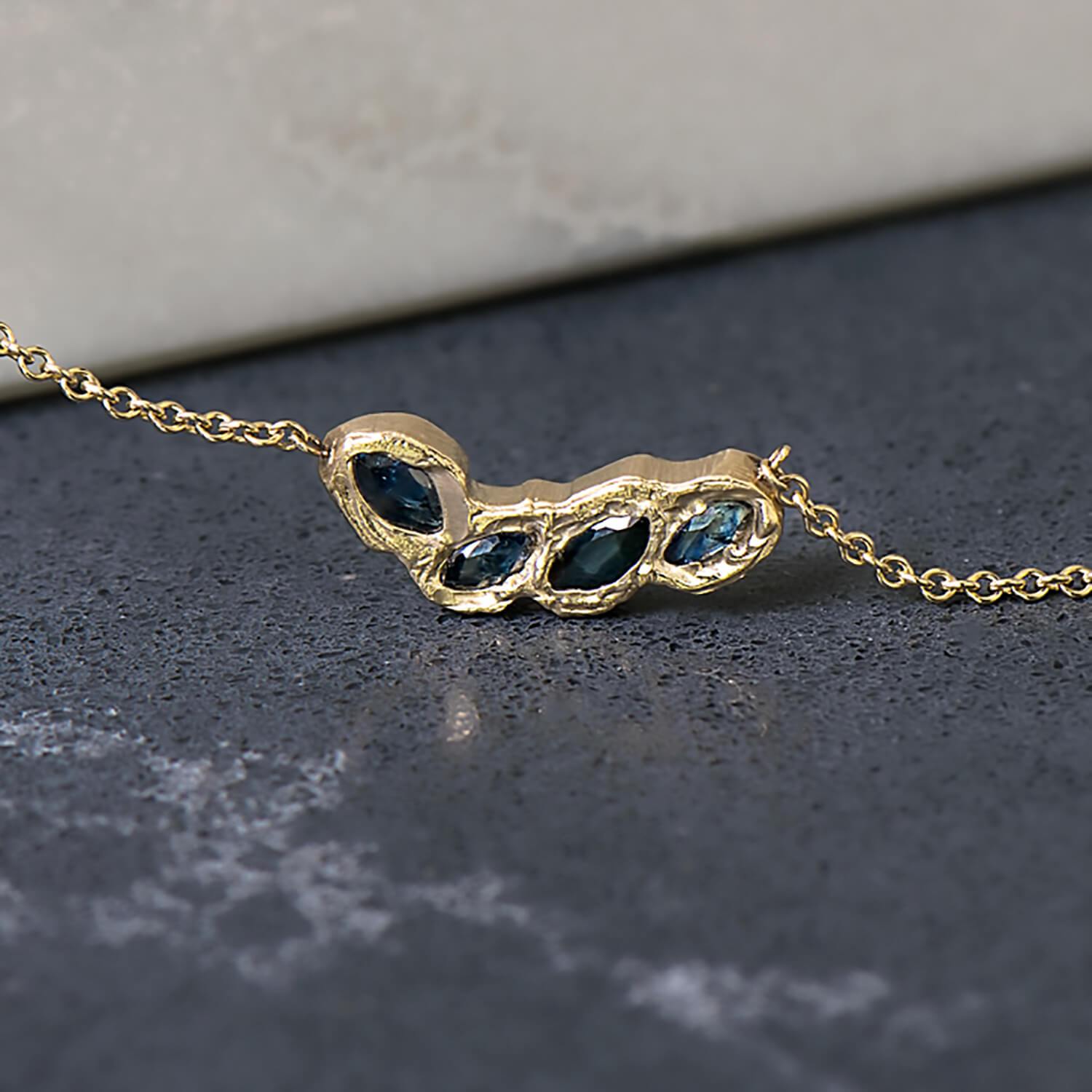 Kimberlite Blue Sapphire Necklace in Yellow Gold - Malleable Jewellers