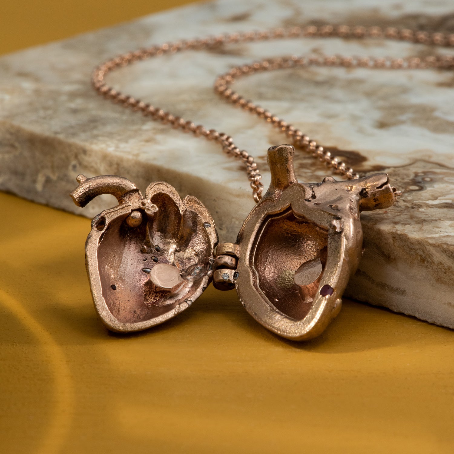 Kimberlite Heart Locket in Rose Gold - Malleable Jewellers