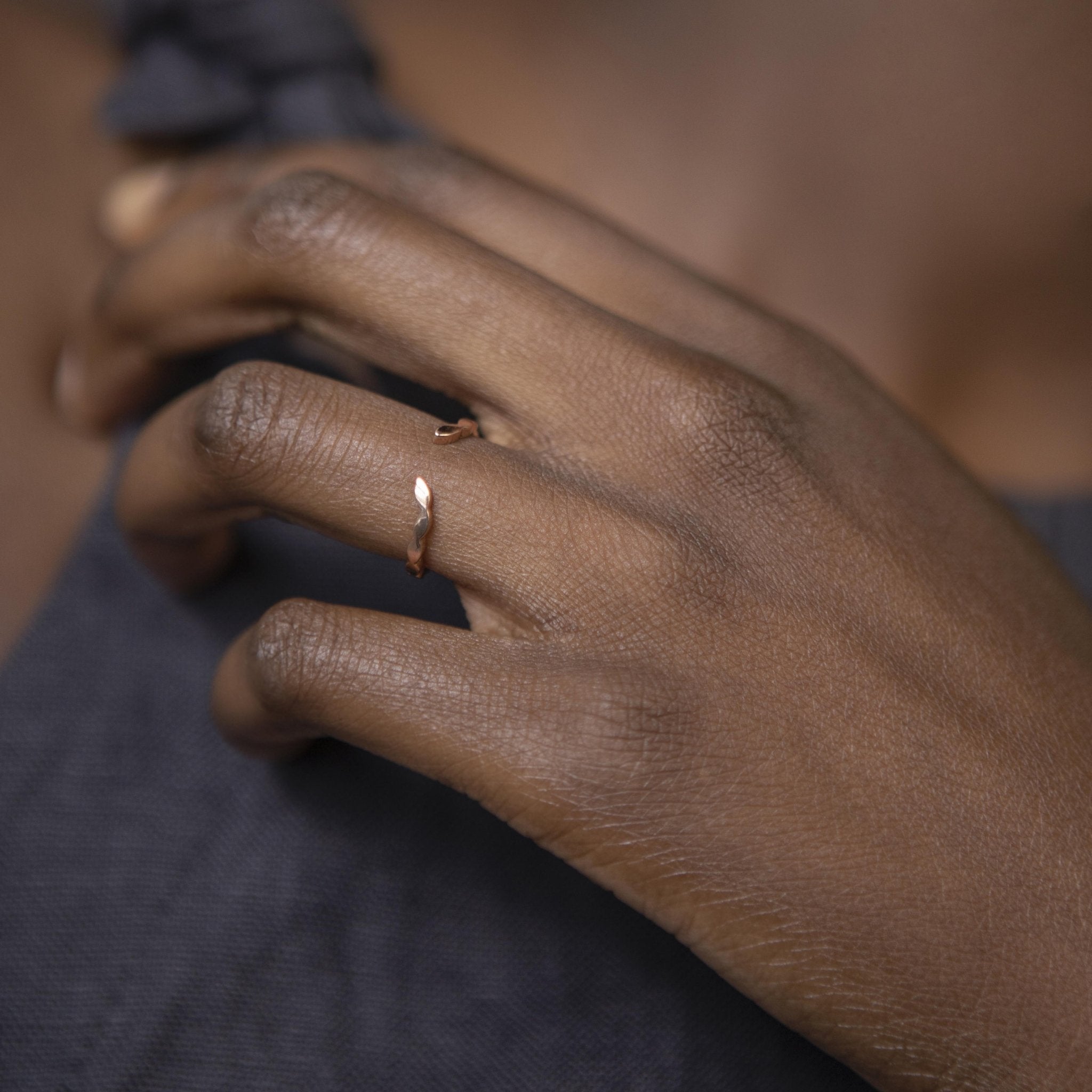 Leaf Chevron Ring in Rose Gold - Malleable Jewellers