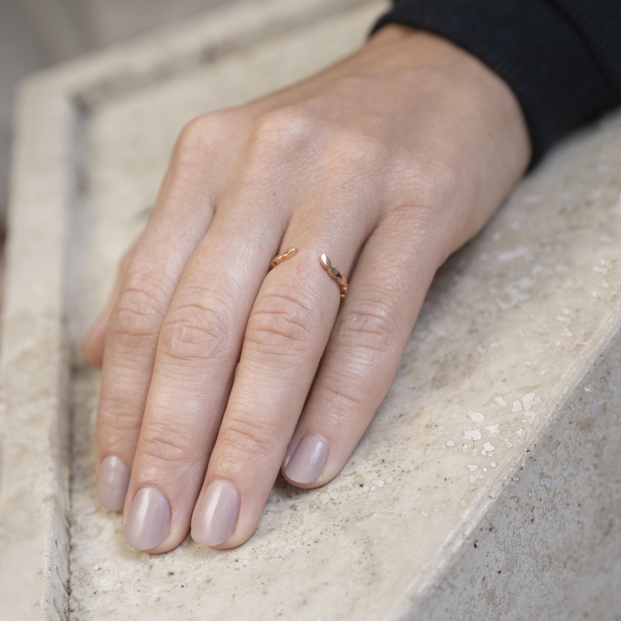 Leaf Chevron Ring in Rose Gold - Malleable Jewellers