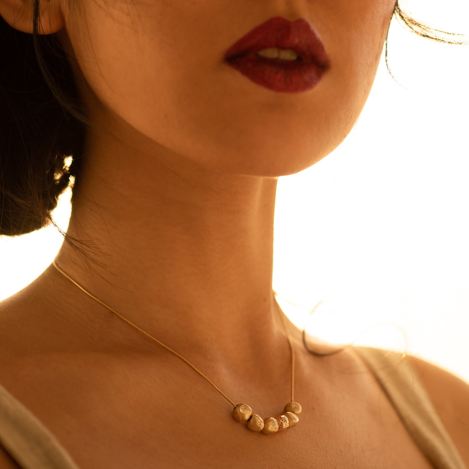 Luxe Nugget Diamond Necklace in Yellow and Rose Gold - Malleable Jewellers