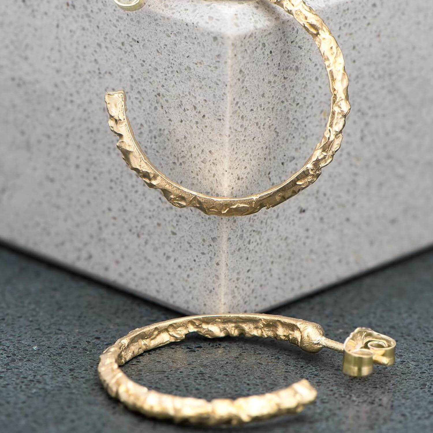 Molten Hoops in Yellow Gold - Malleable Jewellers