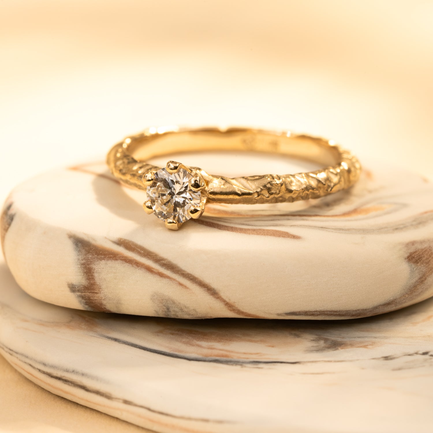 Molten Solitaire in Yellow Gold - Malleable Jewellers