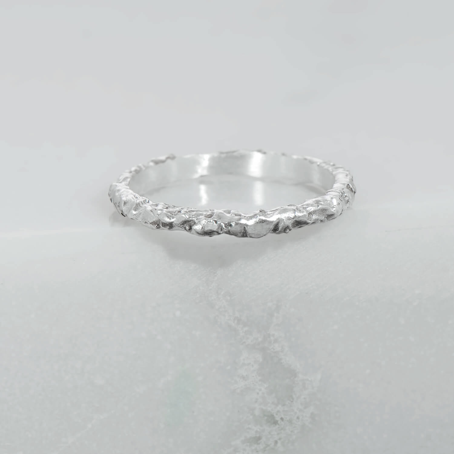 Molten Stacker in Recycled White Gold - Malleable Jewellers