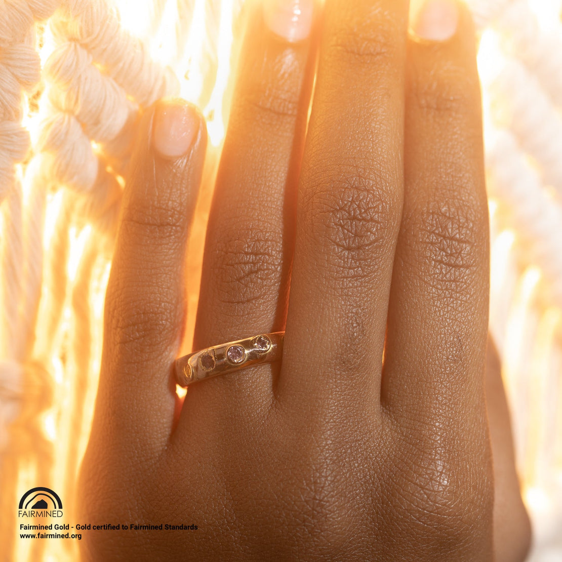 Padparadscha Kimberlite Eternity in Fairmined Eco Rose Gold - Malleable Jewellers