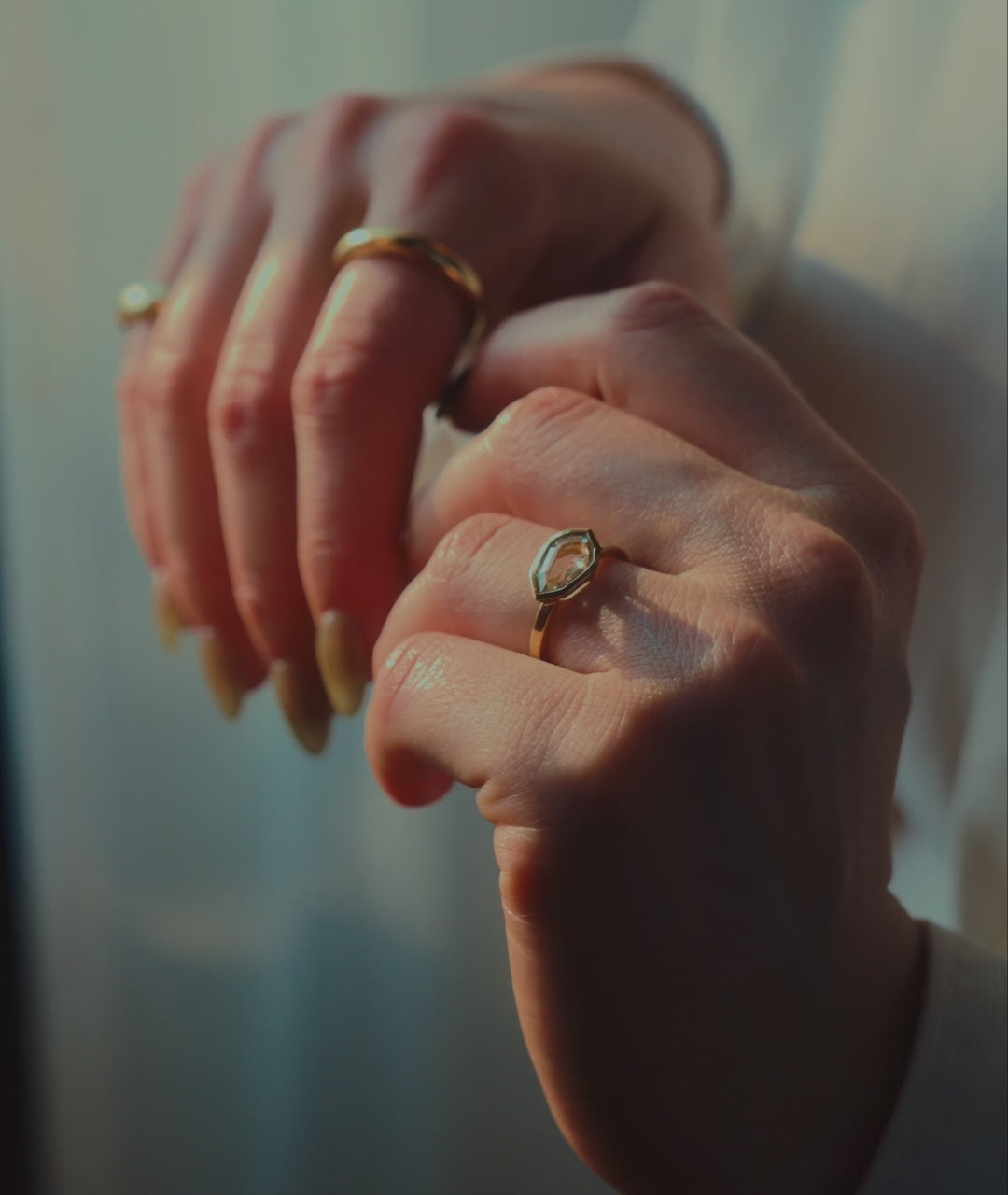 Horizons Ring in Fairmined Yellow Gold with Portrait Cut Sorbet Sapphire Ring