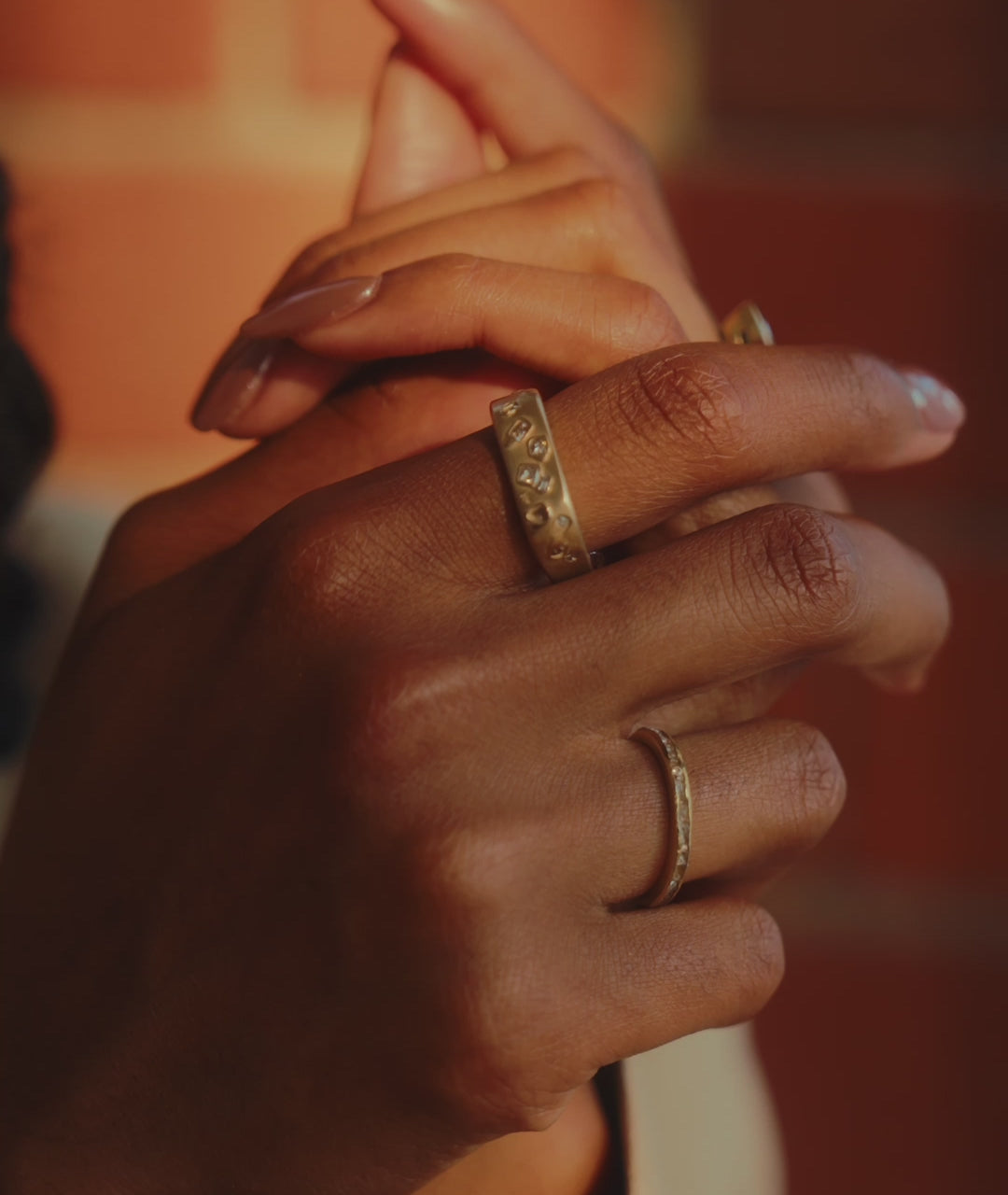 Golden Starlight Signet Ring in Fairmined 14 karat yellow gold and natural recycled princess cut diamonds in a signet profile