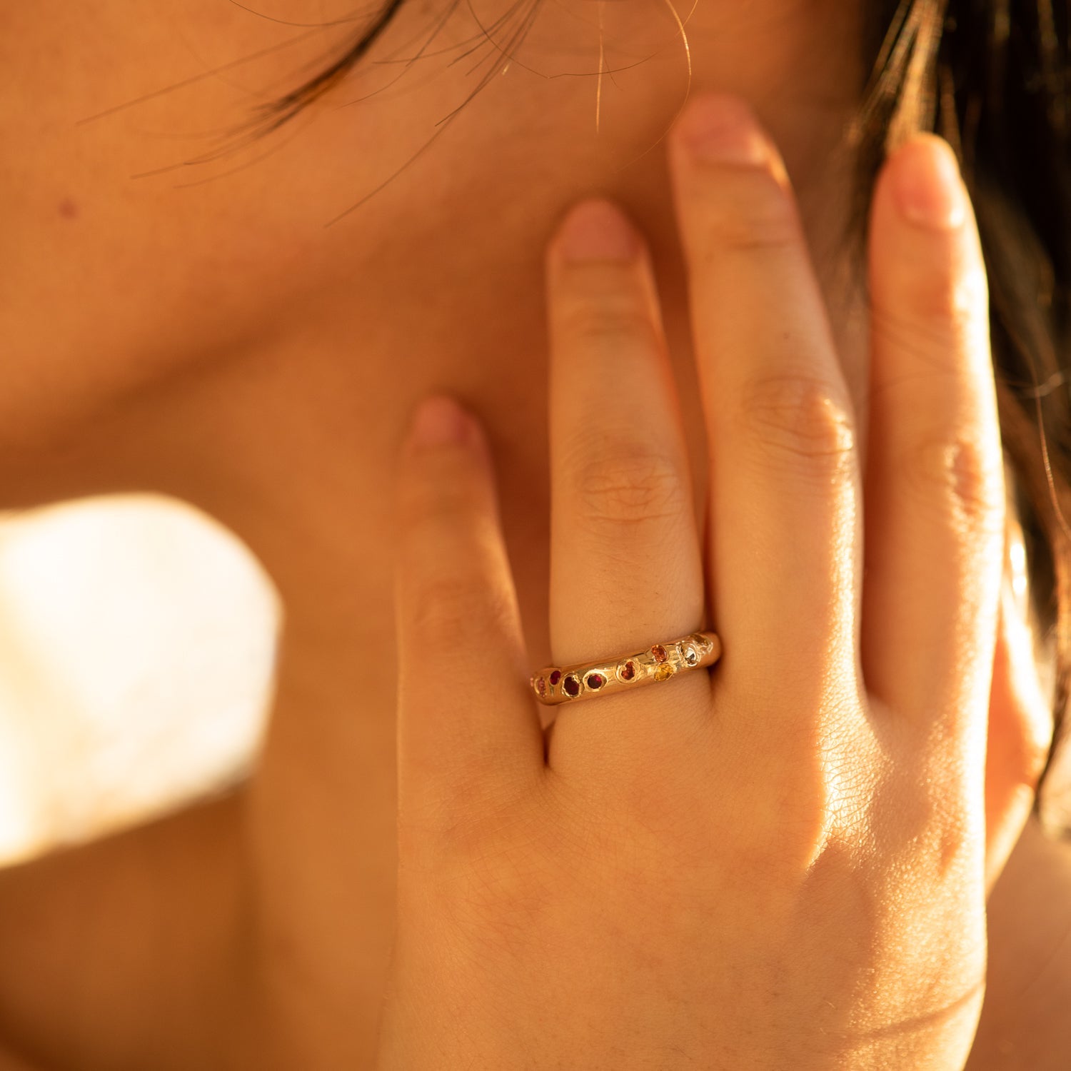 Rainbow Kimberlite Ring in Fairmined Eco Yellow Gold - Malleable Jewellers