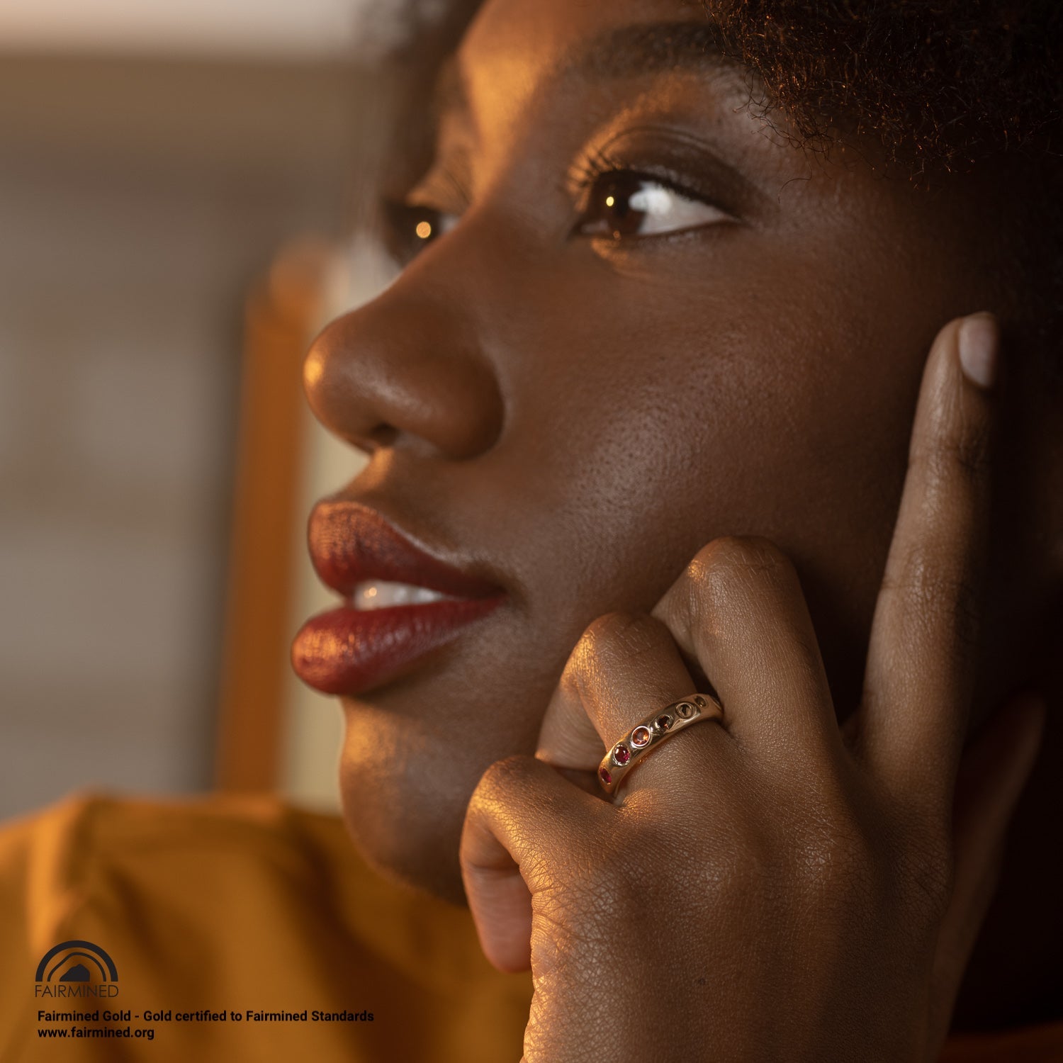 Rainbow Kimberlite Ring in Fairmined Eco Yellow Gold - Malleable Jewellers